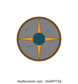 Warrior's grey shield with orange pattern