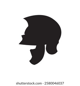 Warriors helmet silhouette flat icon vector design illustration. 