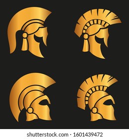 WARRIOR'S HELMET. Vector set of Roman or Greek warrior helmet.