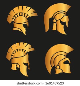 WARRIOR'S HELMET. Vector set of Roman or Greek warrior helmet.