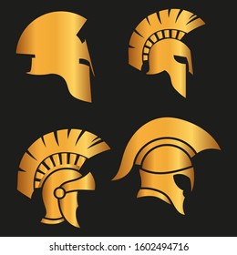 WARRIOR'S HELMET. Vector set of Roman or Greek warrior helmet.