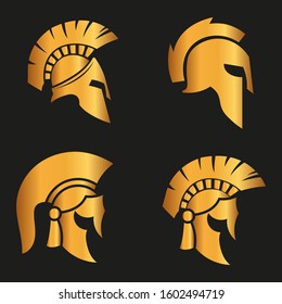 WARRIOR'S HELMET. Vector set of Roman or Greek warrior helmet.