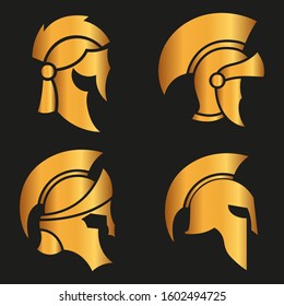 WARRIOR'S HELMET. Vector set of Roman or Greek warrior helmet.