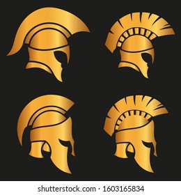 WARRIOR'S HELMET. Vector set of Roman or Greek warrior helmet.