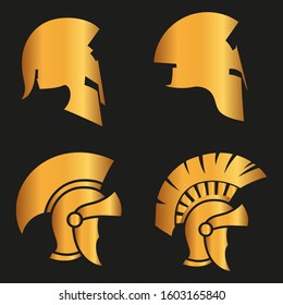 WARRIOR'S HELMET. Vector set of Roman or Greek warrior helmet.