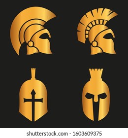 WARRIOR'S HELMET. Vector set of Roman or Greek warrior helmet.