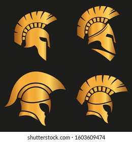 WARRIOR'S HELMET. Vector set of Roman or Greek warrior helmet.