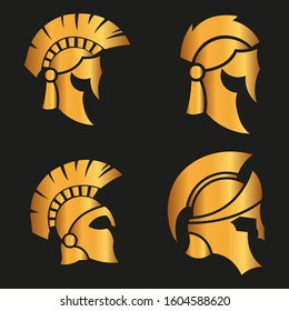 WARRIOR'S HELMET. Vector set of Roman or Greek warrior helmet.