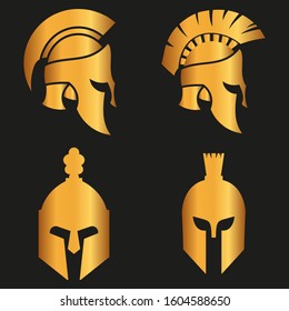 WARRIOR'S HELMET. Vector set of Roman or Greek warrior helmet.