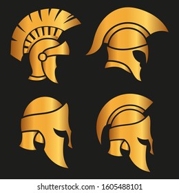 WARRIOR'S HELMET. Vector set of Roman or Greek warrior helmet.