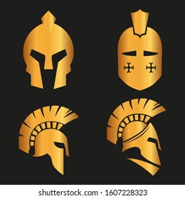 WARRIOR'S HELMET. Vector set of Roman or Greek warrior helmet.