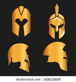 WARRIOR'S HELMET. Vector set of Roman or Greek warrior helmet.
