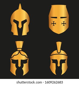 WARRIOR'S HELMET. Vector set of Roman or Greek warrior helmet.