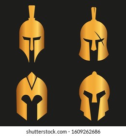 WARRIOR'S HELMET. Vector set of Roman or Greek warrior helmet.