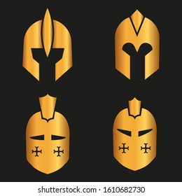 WARRIOR'S HELMET. Vector set of Roman or Greek warrior helmet.