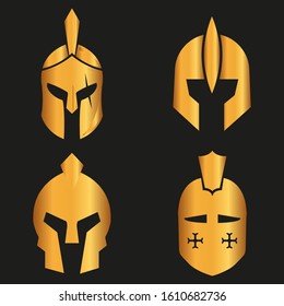 WARRIOR'S HELMET. Vector set of Roman or Greek warrior helmet.