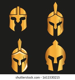 WARRIOR'S HELMET. Vector set of Roman or Greek warrior helmet.