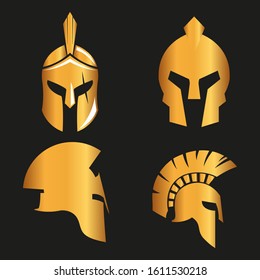 WARRIOR'S HELMET. Vector set of Roman or Greek warrior helmet.