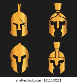 WARRIOR'S HELMET. Vector set of Roman or Greek warrior helmet.
