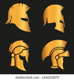 WARRIOR'S HELMET. Vector set of Roman or Greek warrior helmet.