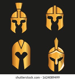 WARRIOR'S HELMET. Vector set of Roman or Greek warrior helmet.