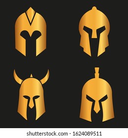 WARRIOR'S HELMET. Vector set of Roman or Greek warrior helmet.