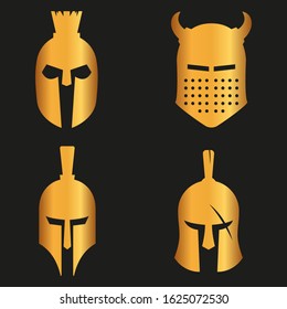 WARRIOR'S HELMET. Vector set of Roman or Greek warrior helmet.