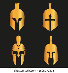 WARRIOR'S HELMET. Vector set of Roman or Greek warrior helmet.