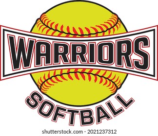 Warriors Softball Graphic is a sports design which includes a softball and text and is perfect for your school or team. Great for Warriors t-shirts, mugs and other products.