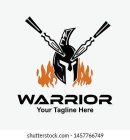 "Warriors" sport team logo design. Spartan warrior illustration. Eps10 vector.
