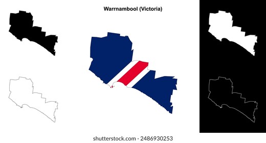 Warrnambool (Victoria) Outline Karte Set