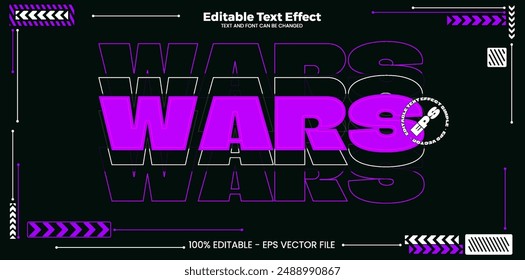 Wars editable text effect in modern cyber simple trend style