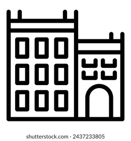 Warsaw architecture masterpiece icon outline vector. Historical square building. Metropolis fortress heritage