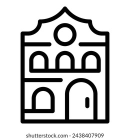 Warsaw cathedral icon outline vector. Poland famous landmarks. Historical Polish architecture