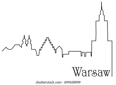  Warsaw city one line drawing background