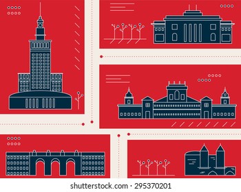 Warsaw collection. All landmarks together.