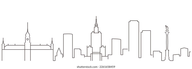 Warsaw Dark Line Simple Minimalist Skyline With White Background