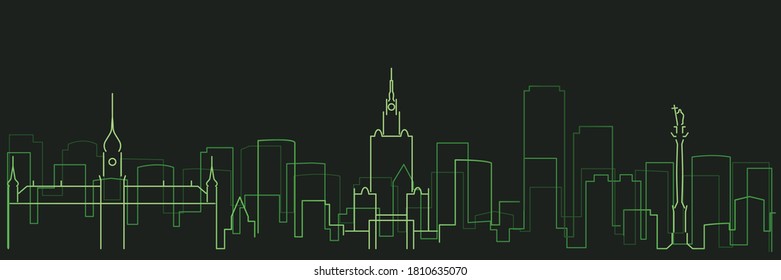 Warsaw Futurist Technology Light Trace Skyline