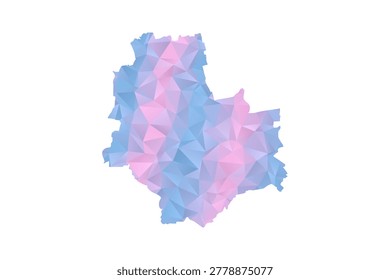 Warsaw Map - Polygon Style Vector Illustration in Pastel Blue and Pink Gradient, Low Poly Geometric Design, Isolated on White Background for Infographics and Education.
