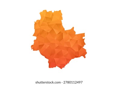 Warsaw Map - Polygon Style Vector Illustration in Orange Gradient, Low Poly Geometric Design, Isolated on White Background for Infographics and Education.