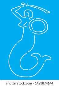 Warsaw Mermaid, Polish Symbol, Vector, Neon