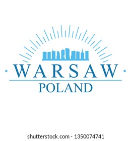 Warsaw Poland. Banner Design. City Skyline. Silhouette Vector. Famous Monuments.
