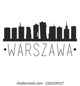 Warsaw Poland. City Skyline. Silhouette City. Design Vector. Famous Monuments.