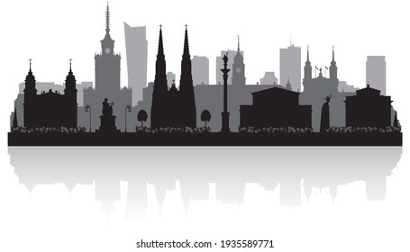 Warsaw Poland city skyline vector silhouette illustration