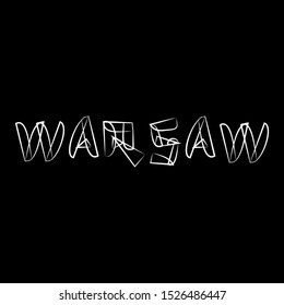 Warsaw Poland handwritten city name logo icon sign Modern design calligraphy Hand lettering for clothes apparel greeting invitation card picture banner badge poster flyer background websites Vector 