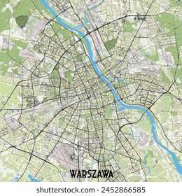 Warsaw Poland map poster art