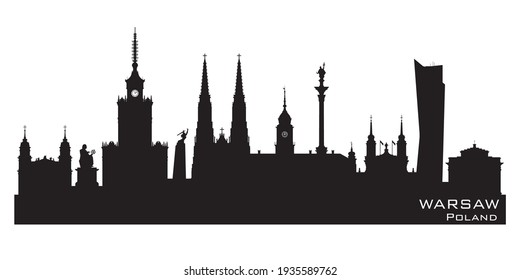 Warsaw Poland skyline Detailed vector silhouette