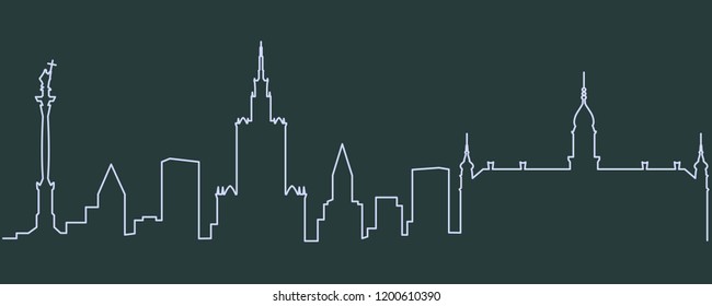 Warsaw Single Line Skyline