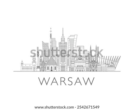 Warsaw skyline cityscape vector illustration