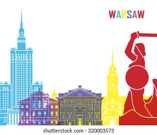 Warsaw Skyline Pop In Editable Vector File